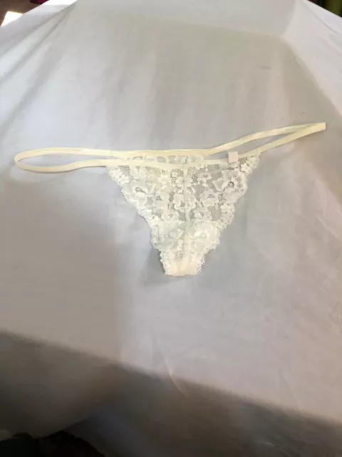 DKNY White Lace Thong Panties, Size 7/L, NWOT