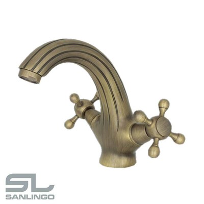 Lusso Croce Nostalgia Retro Stella Manopola Bagno Miscelatore Oro Sanlingo 