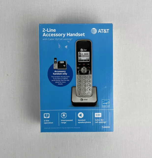 AT&T TL88002 Cordless 2 Line Accessory Handset Caller ID Black/Silver Sealed