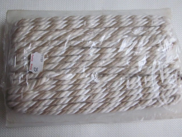 25 Meter Baumwollkordel gedreht, ca. 8 mm, dekorative Schnur, dreifarbig, neu,