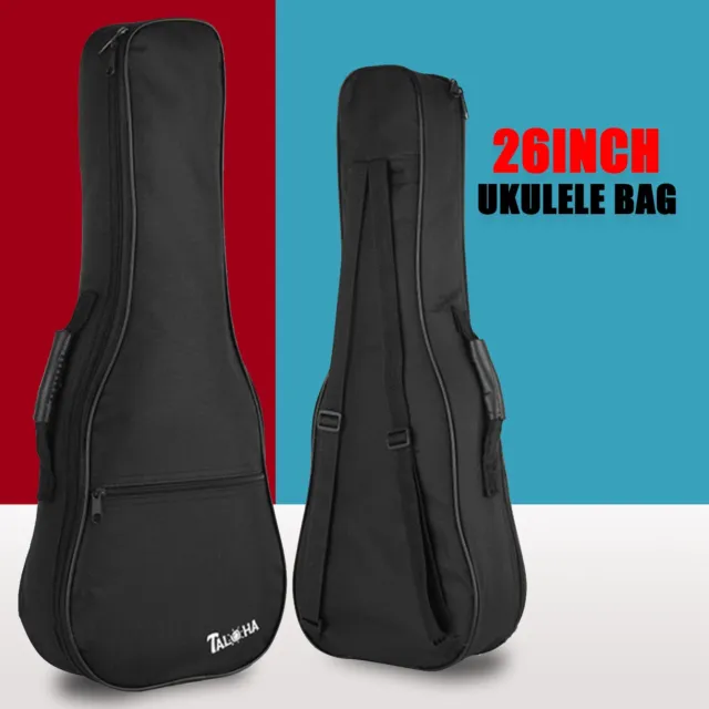 26 Inch Tenor Gig Bag Case for Ukulele Uke Acoustic Guitar Double Strap W/Tuner