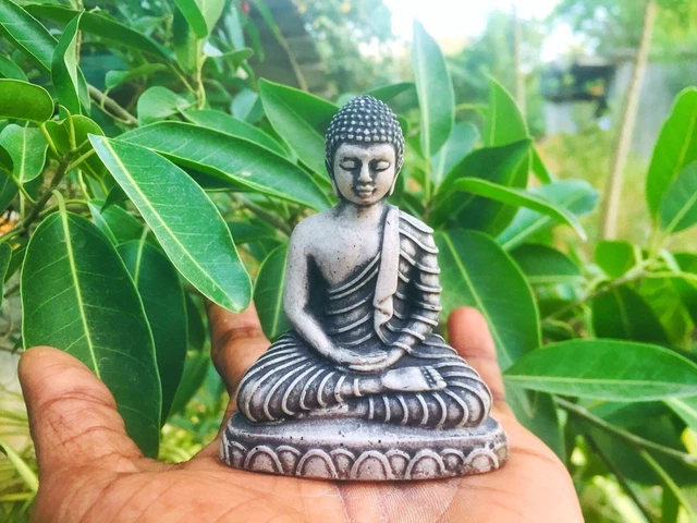 Small Buddha Stone Statue Meditating Buddha Sculpture Seated Peaceful Buddha fig