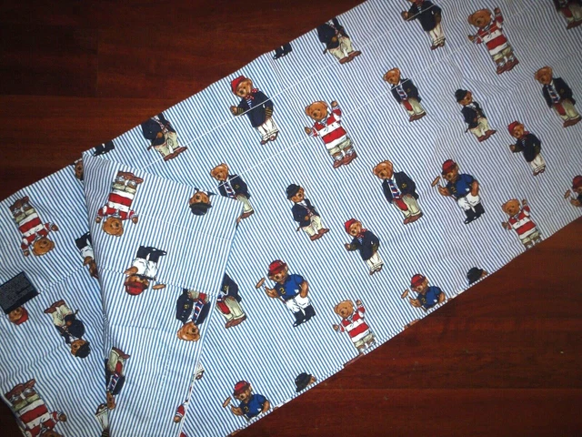 De Colección Ralph Lauren Oso De Peluche Azul Marrón Rojo A Medida/Blusa Cenefa 80X17