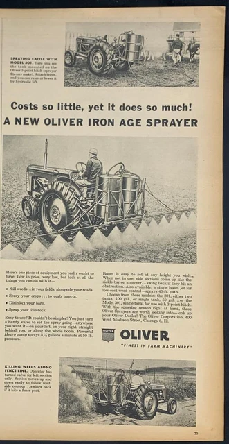 Magazine Ad* - 1955 - Oliver Iron Age Sprayer