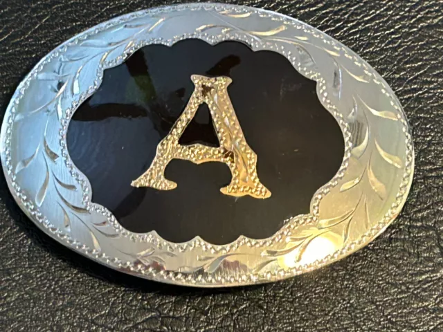 New GOLD LETTER "A"BELT BUCKLE, SILVERSMITH COLLECTION, Award Design Metals 3