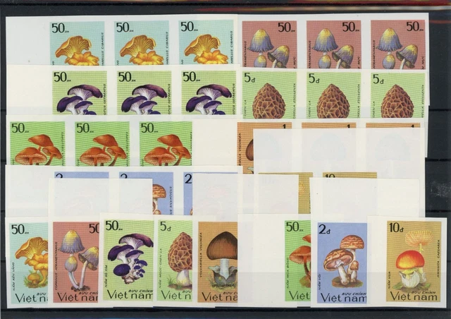Vietnam Dreierstreifen 1371-1378 B postfrisch Pilze #JO636