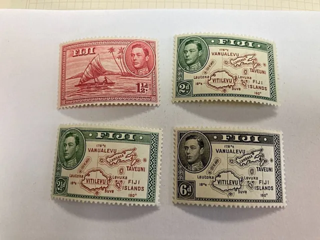 Kappystamps Fiji Scott #132-35 1940-49 Redrawn Issues Mint Lh  Gs1402
