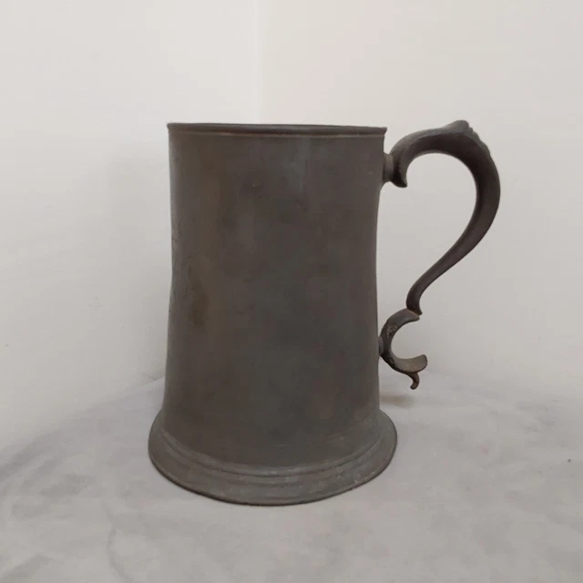 Antique Pewter 2 Pint Tankard Tavern Mug Hallmarked Initialled B