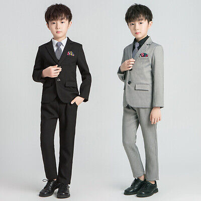 Boys Suits 5 Piece Wedding Page Boy Party Prom Suit Blue Black Grey Baby-14 Yrs