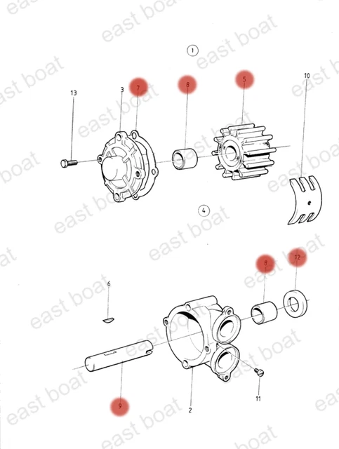 Kit Réparation Pompe à Eau Pour Volvo Penta AQ120 AQ125 AQ131 AQ145 AQ151