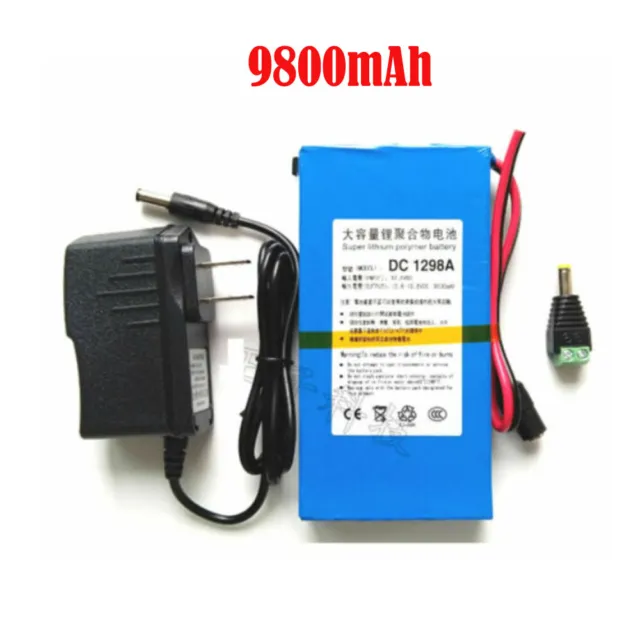 DC 12V 9800mAh Rechargeable Li-ion Battery Cell Pack DC 1298A For CCTV Camera