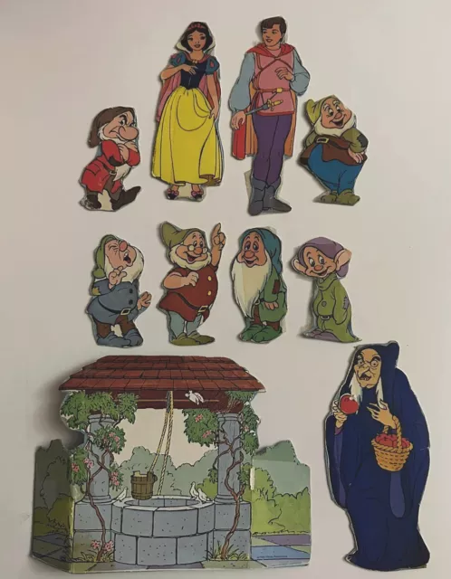 Vintage Disney Cardboard Cutouts Snow White, Dwarves, Evil Queen, Prince, Well