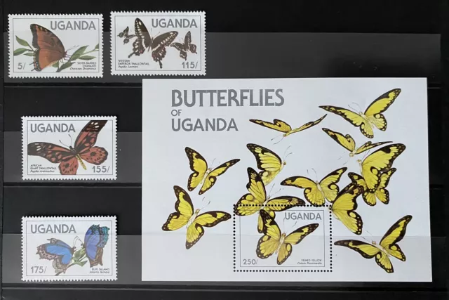 UGANDA 1984 Butterflies Complete Set with Mini Sheet MNH SG 452/6