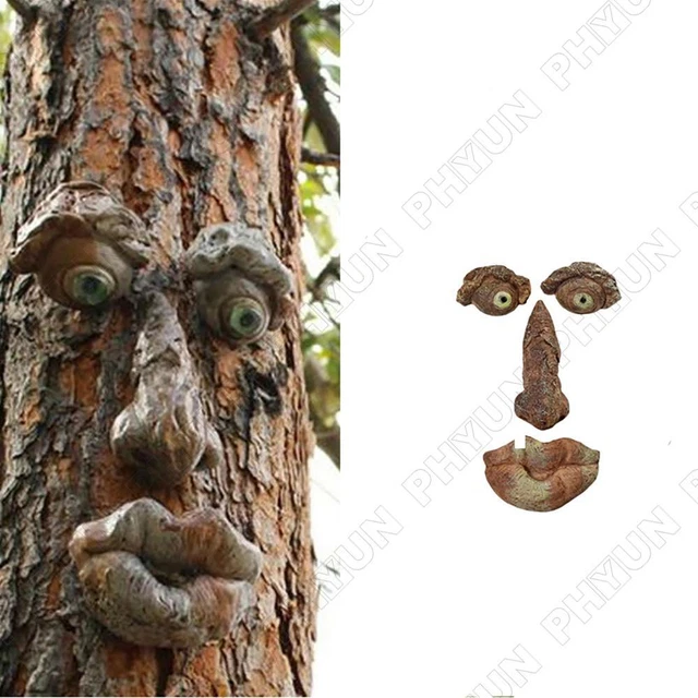 Garten Hof Outdoor lustiger Baum Gesichtsdekor 3D alter Mann umarmende Skulptur skurril