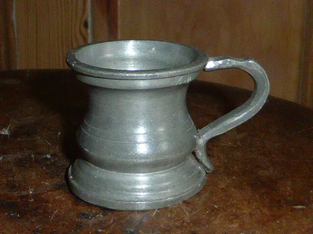 Delightful Antique Late Victorian Little Pewter Baluster Measuring Jug