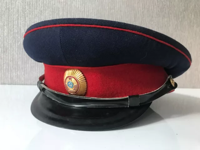 = Soviet Militia Officer Cap with Blue Top (size 58-59, marked 1966) =