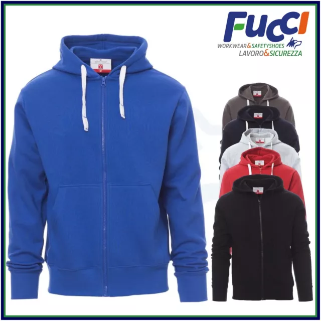 Felpa Con Cappuccio Uomo Zip Intera e Tasche Leggera in Cotone Maglia da Lavoro