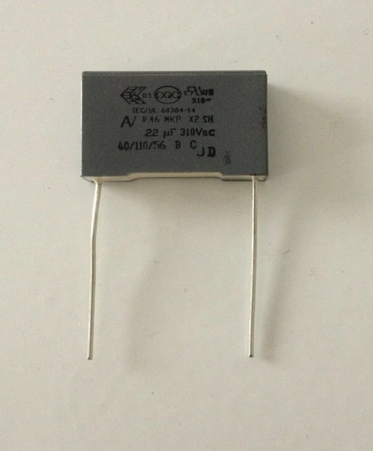 Lot De 2 Condensateurs MKP X2 0.22µF (220nF) 275V/305V - Pour Filtrage Et Sécurité