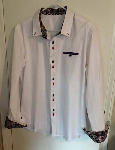 COOFANDY Men's Casual Dress Shirt Button Down Long-Sleeve, White Size Large