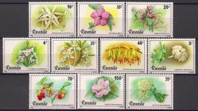 Rwanda 1981 Flowers Orchids Plants Nature Conservation 10v set MNH