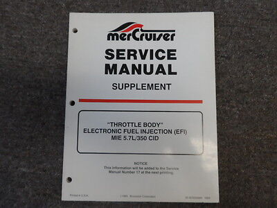 Cid Mercruiser Acceleratore Corpo Efi Mie 5.7L 350 Cid Servizio Manuale Integratore 
