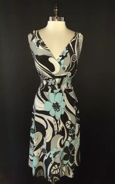 CATO Plus Size 20W A-Line Dress Black Blue White Floral Sleeveless Stretch Midi