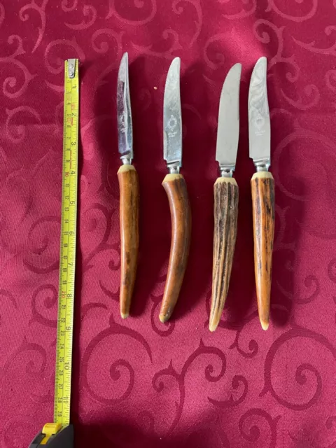 Vintage stag antler steak knives set of 4
