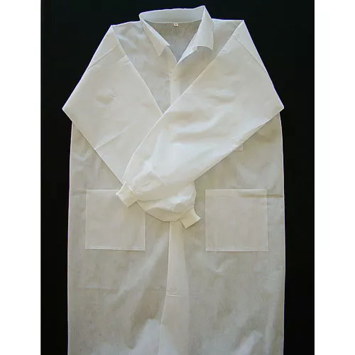 Disposable Knitted Collar Lab Coat, Size XS, S, M, L, XL, 10 pcs/Box