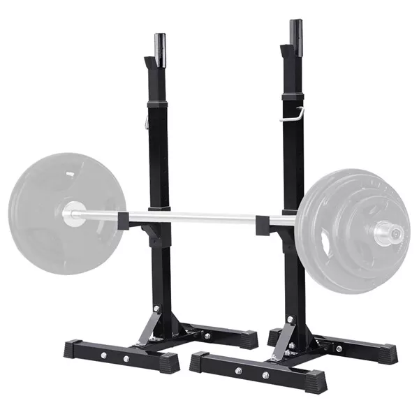 Squat Rack Stand Olympic Barbell Rack Bench Support Free Press Gym Workout Black