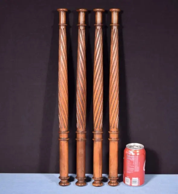 Set of Four 21" French Antique Solid Walnut Posts/Pillars/Columns Salvage