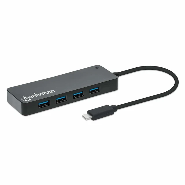 Manhattan 168410 hub di interfaccia USB tipo-C 5000 Mbit/s Nero