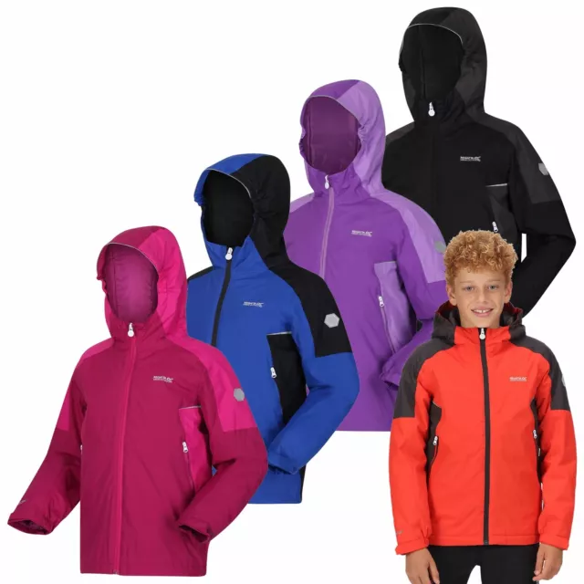 Regatta Kinder Jungen Mädchen leichte wasserdichte Jacke Mantel RIESIGER VERKAUF UVP £50