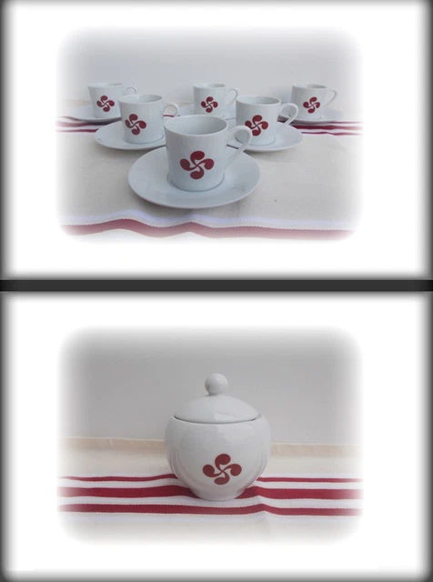 Lot De 6 Tasses à Café Expresso Avec Motif Croix Basque - Couleur Bleue - Neuves Sous Emballage