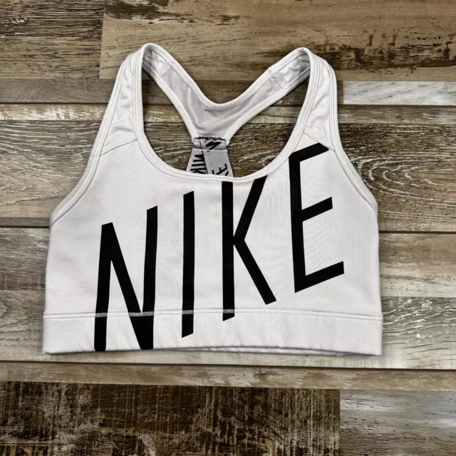 Women's Nike sports bra S white black logo work out running athletic