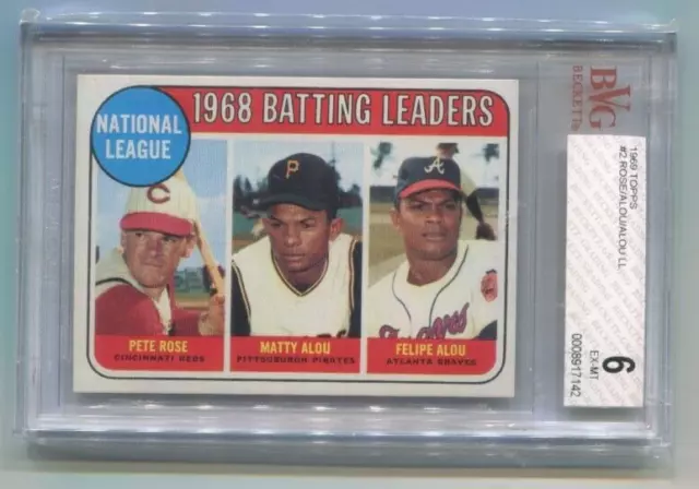 1969 TOPPS PETE ROSE Matty Alou FELIPE ALOU Batting Leaders Card #2 BGS 1969 TOPPS PETE ROSE Matty Alou FELIPE ALOU Batting Leaders Card #2 BGS
