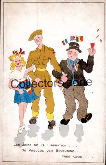 WW2 Belgium Liberation Themed Postcard Original Sent Home By Soldier Ralph