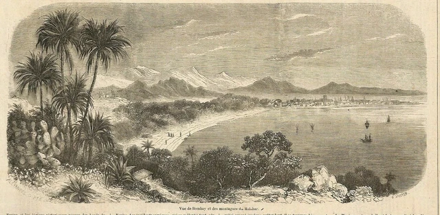 Inde India / Vue De Mumbai  मुंबई / Gravure Engraving 1858
