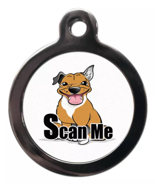 Pet ID tag SCAN ME CARTOON STAFFIE STAFORDSHIRE BULL TERRIER tag  2 sizes