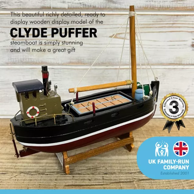 Detailed wooden ASSEMBLED DISPLAY MODEL CLYDE PUFFER 2