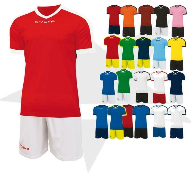 Completo Da Calcio Givova Uomo, Modello America, Manica Corta, Vari Colori, Nuovo Con Etichette