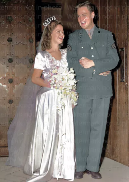 John Agar & Shirley Temple Wedding RARE COLOR Photo 303