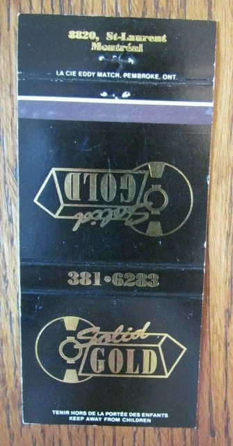 Girlie: Solid Gold Gentleman's Strip Club Matchbook Cover (Montreal, Quebec) C23