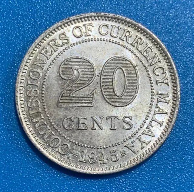 1945 Malaya 20 Cents - George VI Silver Coin 1945 Malaya 20 Cents - George VI Silver Coin