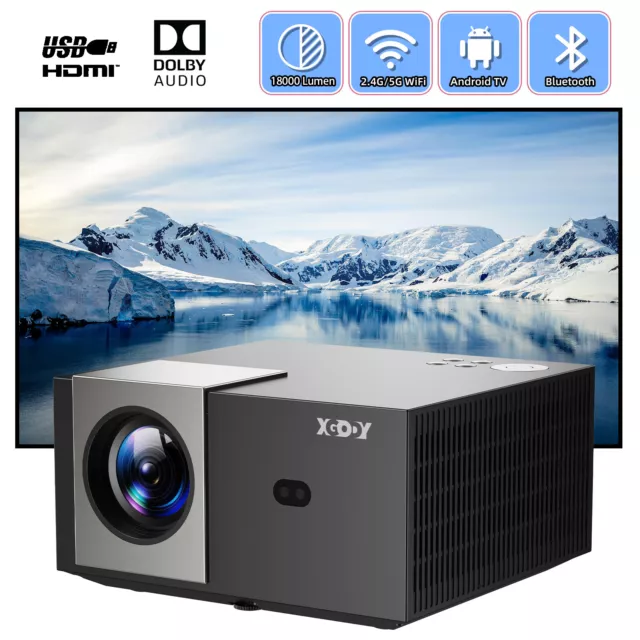 XGODY 5G WiFi Beamer Bluetooth 4K LED Android TV Projector Home Theater USB HDMI