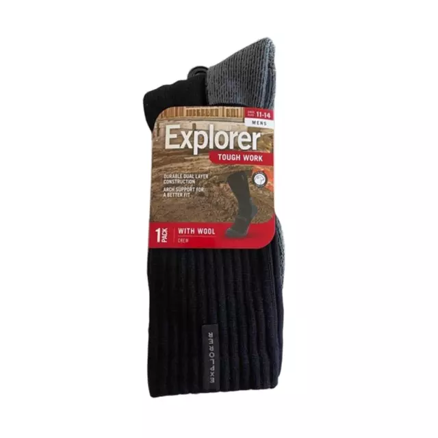 10 x Explorer Tough Work Socks Wool Cotton Blend Durable Outdoor Crew