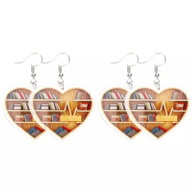 2 Pairs Boucles D'oreilles Livre Pendantes Coeur Des Cadeaux Livres