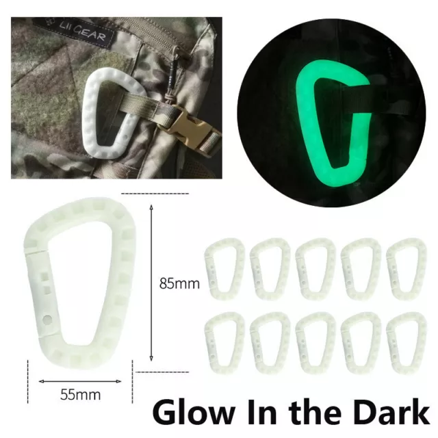 Glow Buckle Key Chain D-Ring Snap Plastic Clip Hook Outdoor Carabiner Camping