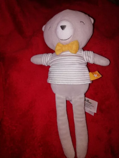 Doudou Peluche Ours Gris Tee Shirt Raye TOA Tape à L'oeil etat Neuf