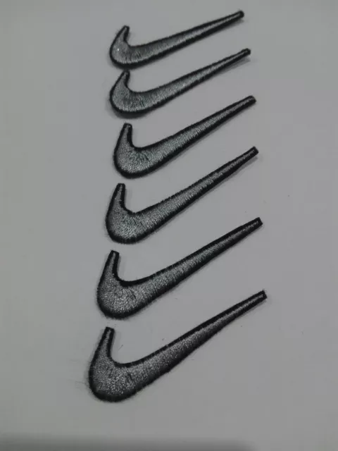 6 Parches bordadso para PEGAR estilo Nike 5/1,5 cm Gris