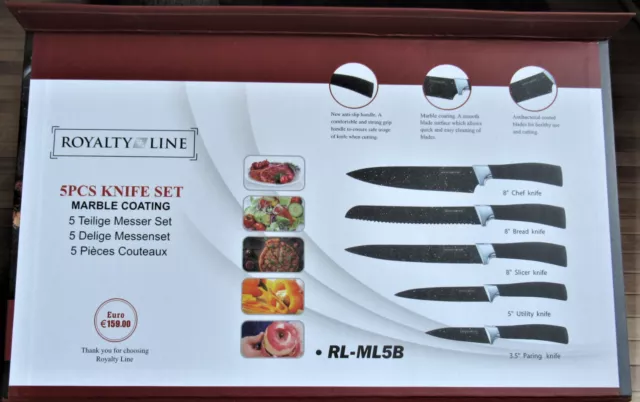 ROYALTY LINE Coffret Couteaux NEUF / 5 Pieces Knife Set Marble Coating  NEW 3